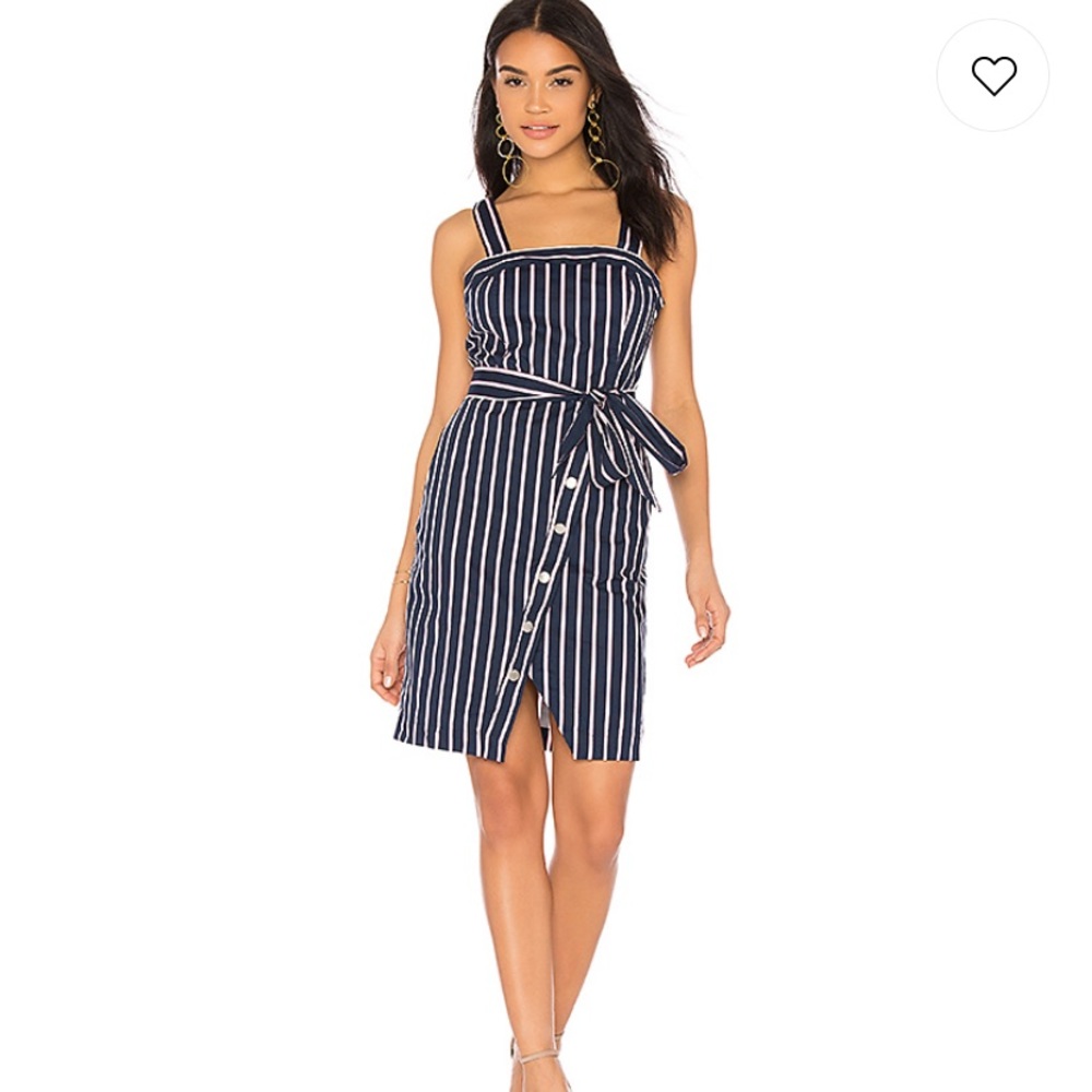 NWT J.O.A.  Porto navy striped dress Size L